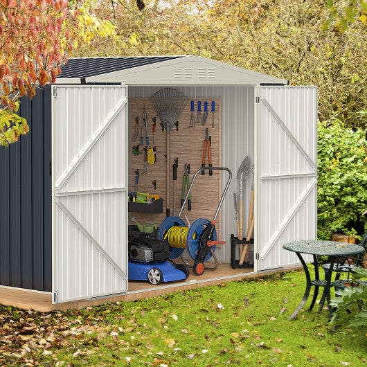 8 x 6.3 FT Metal Outdoor Storage Shed with Lockable Door-Gray