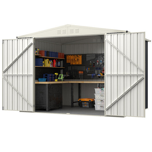 8 x 6.3 FT Metal Outdoor Storage Shed with Lockable Door-Gray