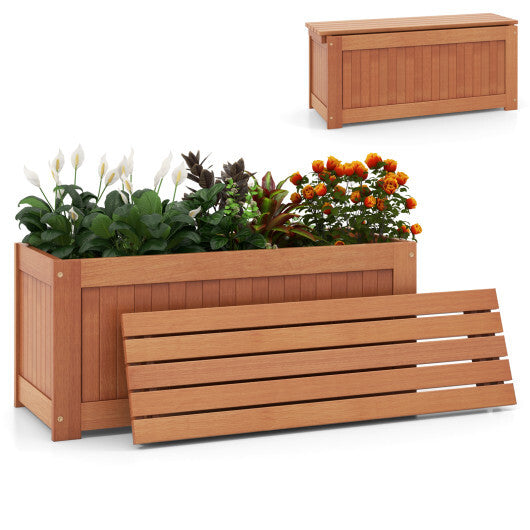 Outdoor Plant Container with Seat for Garden Yard Balcony Deck W2B