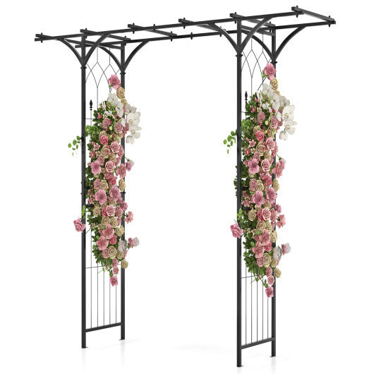 6.8 Feet Garden Arbor with Trellises for Climbing Plant Vine Rose W2B