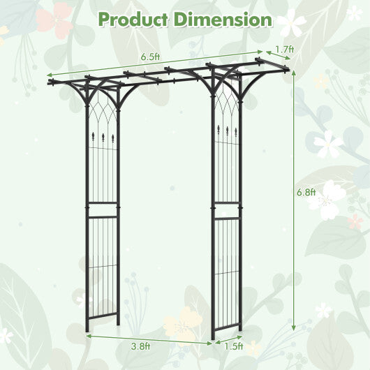 6.8 Feet Garden Arbor with Trellises for Climbing Plant Vine Rose W2B