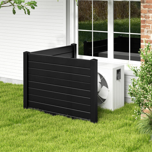 Outdoor PVC Air Conditioner Fence with 20 Inch Long Stakes-Black W2B