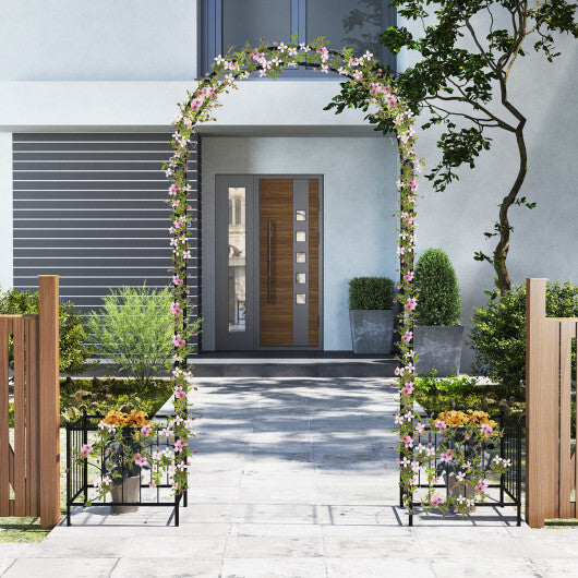 2 in 1 Garden Arbor with 2 Side Planters and 8 Ground Stakes-Black W2B