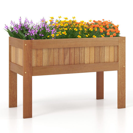 Wooden Raised Garden Bed Solid Wood Elevated Planter Box with Legs