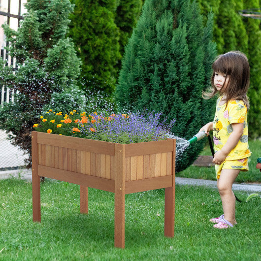 Wooden Raised Garden Bed Solid Wood Elevated Planter Box with Legs