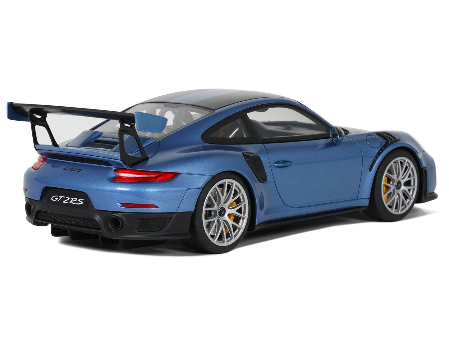 2021 Porsche 911 (991.2) GT2 RS Blue Metallic with Black Stripes 1/18 Model Car by GT Spirit