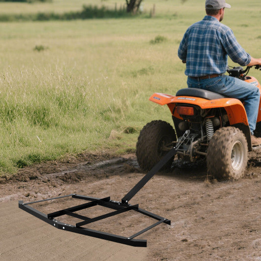 74 inch Wide Driveway Drag Tow Behind Landscape Leveling Rake with Reinforced Bars-Black W2B