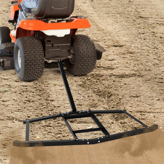74 inch Wide Driveway Drag Tow Behind Landscape Leveling Rake with Reinforced Bars-Black W2B