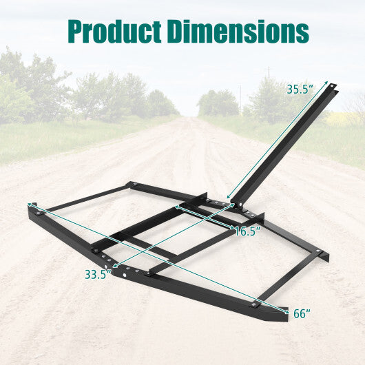 74 inch Wide Driveway Drag Tow Behind Landscape Leveling Rake with Reinforced Bars-Black W2B