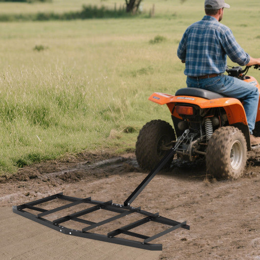 84 inch Wide Driveway Drag Tow Behind Landscape Leveling Rake with Reinforced Bars-Black W2B