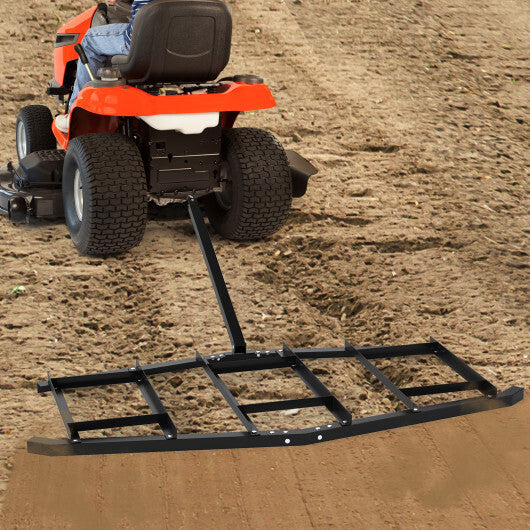 84 inch Wide Driveway Drag Tow Behind Landscape Leveling Rake with Reinforced Bars-Black W2B