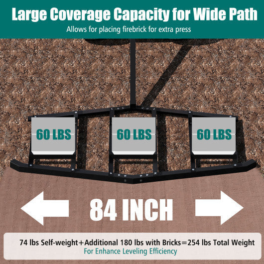 84 inch Wide Driveway Drag Tow Behind Landscape Leveling Rake with Reinforced Bars-Black W2B