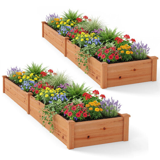 Set of 2 Wooden Vegetable Raised Garden Bed for Backyard-Orange W2B