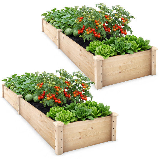 Set of 2 Wooden Vegetable Raised Garden Bed for Backyard-Orange W2B