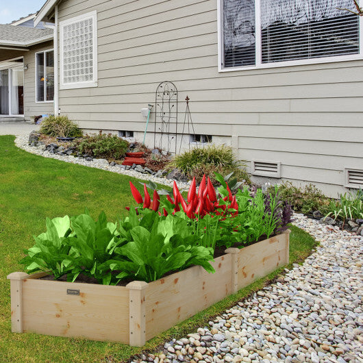 Set of 2 Wooden Vegetable Raised Garden Bed for Backyard-Orange W2B