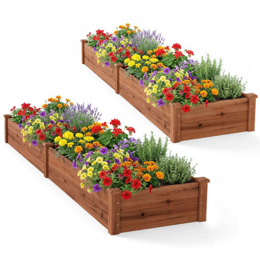 Set of 2 Wooden Vegetable Raised Garden Bed for Backyard-Orange W2B
