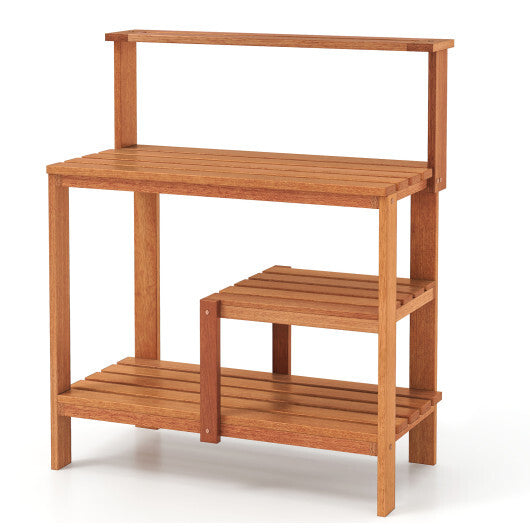 Outdoor Garden Potting Wood Planting Workstation with Open Shelves W2B