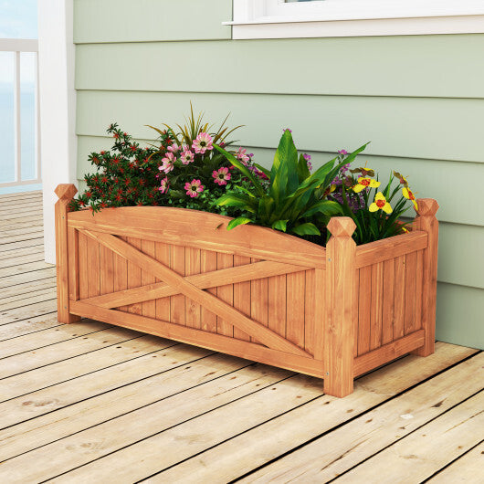 Wooden Raised Garden Bed  Drainage Holes for Patio Garden-L W2B