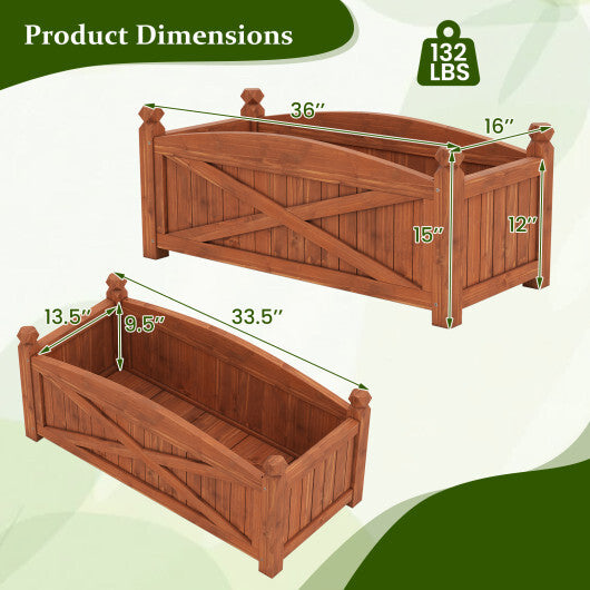 Wooden Raised Garden Bed  Drainage Holes for Patio Garden-L W2B