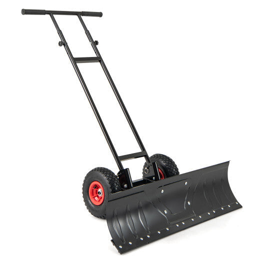 36 Inches Snow Shovel with Wheels and Adjustable Angle-Black W2B