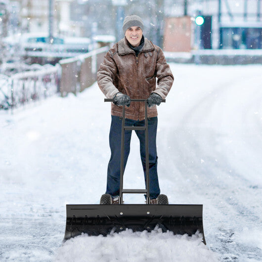 36 Inches Snow Shovel with Wheels and Adjustable Angle-Black W2B