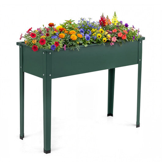 Elevated Metal Raised Garden Bed with Legs and Drainage Holes-Green W2B