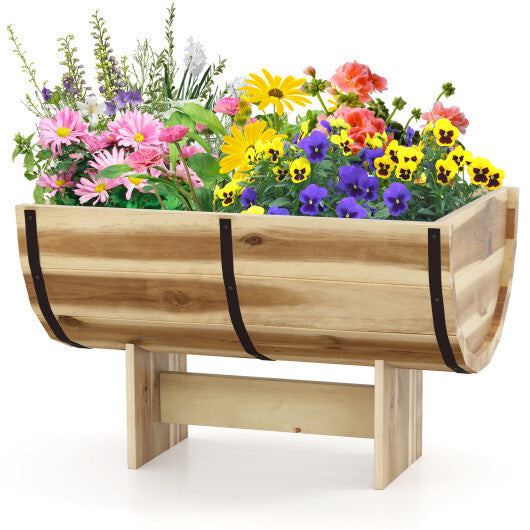 Outdoor Wooden Planter with Legs for Flower Herb Vegetable Fruit W2B