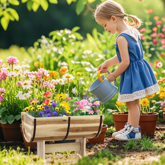Outdoor Wooden Planter with Legs for Flower Herb Vegetable Fruit W2B