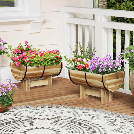 Outdoor Wooden Planter with Legs for Flower Herb Vegetable Fruit W2B