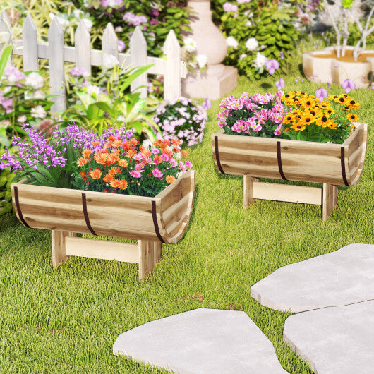 Outdoor Wooden Planter with Legs for Flower Herb Vegetable Fruit W2B