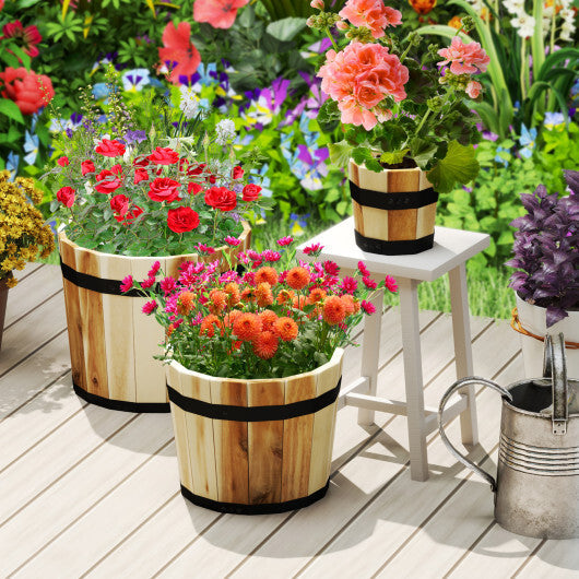 Outdoor Wooden Planter Box with Drainage Holes Set of 3 W2B
