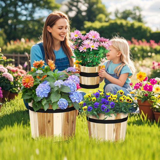 Outdoor Wooden Planter Box with Drainage Holes Set of 3 W2B