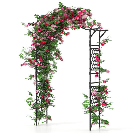 67 x 83 Inch Garden Arch Trellis Metal Pergola Arbor for Climbing Plants-Black