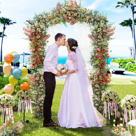 67 x 83 Inch Garden Arch Trellis Metal Pergola Arbor for Climbing Plants-Black