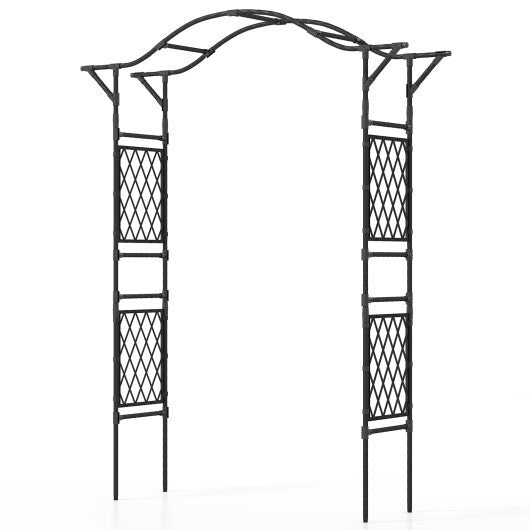 67 x 83 Inch Garden Arch Trellis Metal Pergola Arbor for Climbing Plants-Black