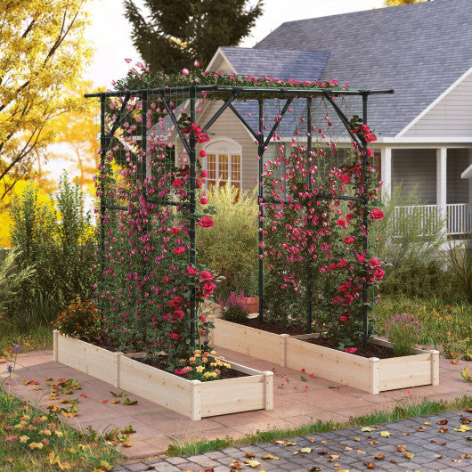 Large Garden Arch Trellis for Climbing Plants Outdoor Grape Vine Support-Black
