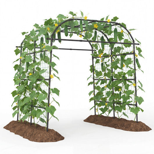 7.5 FT Tall Metal Garden Arch Trellis for Climbing Plants Outdoor-Black W2B