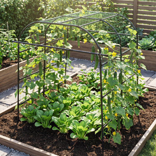 7.5 FT Tall Metal Garden Arch Trellis for Climbing Plants Outdoor-Black W2B