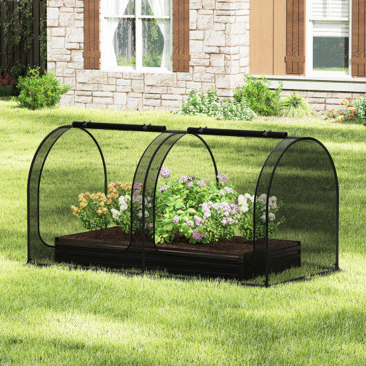 Tunnel Crop Cage Large Portable Plant Protection Tent with 2 Roll-up Zippered Doors