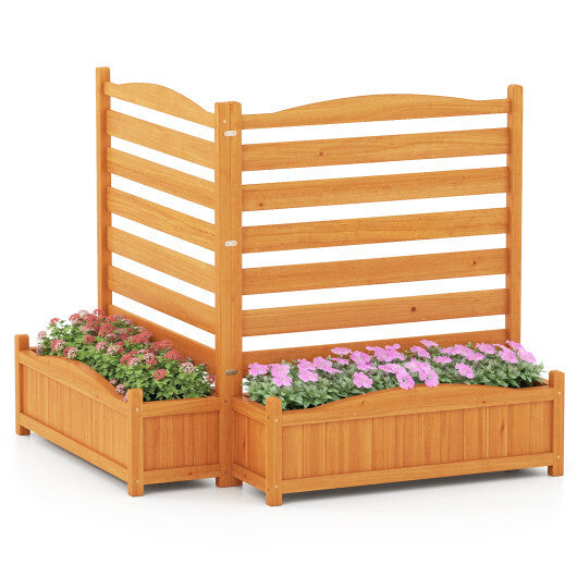 2-Panel Freestanding Outdoor Wood Privacy Screen-Yellow W2B
