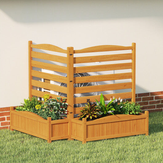 2-Panel Freestanding Outdoor Wood Privacy Screen-Yellow W2B