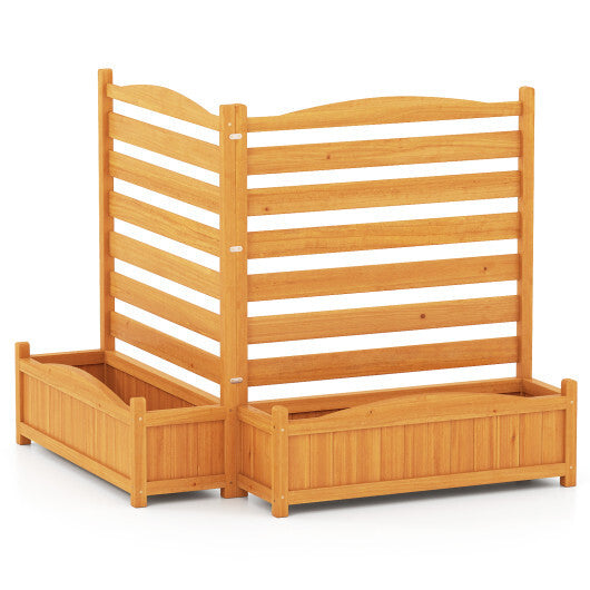 2-Panel Freestanding Outdoor Wood Privacy Screen-Yellow W2B