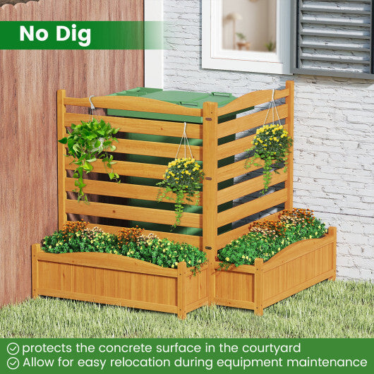 2-Panel Freestanding Outdoor Wood Privacy Screen-Yellow W2B