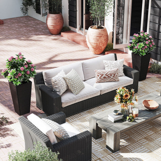 30 Inch Modern Decorative Planter Pots Set of 2 with Open-ended Base W2B