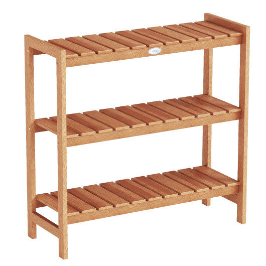 3-Tier Solid Wood Plant Stand with Slatted Shelves W2B