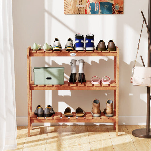 3-Tier Solid Wood Plant Stand with Slatted Shelves W2B