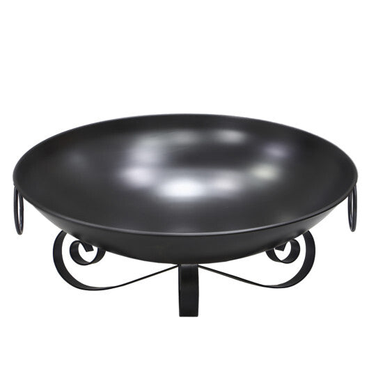 24 Inch Heavy-Duty Metal Fire Pit Bowl Outdoor Wood-Burning Firepit with Handles W2B