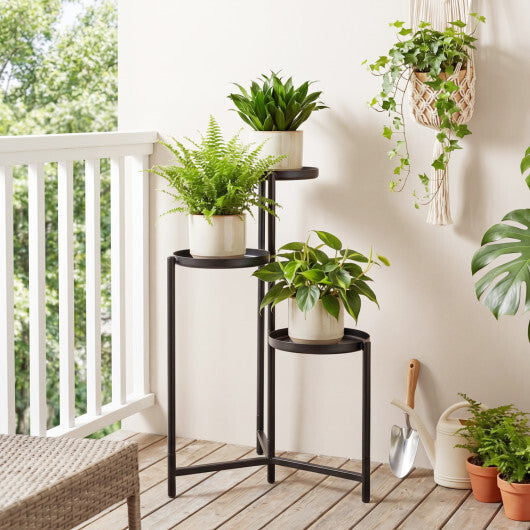 3-Tier Metal Plant Stand Indoor Outdoor Tall Corner Flower Pot Holder Display Rack W2B