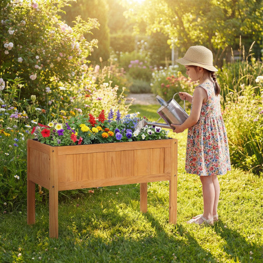 Wood Raised Garden Bed Elevated Planter Box with Bed Liner and Drainage Holes for Vegetables Flowers Herbs-Orange W2B