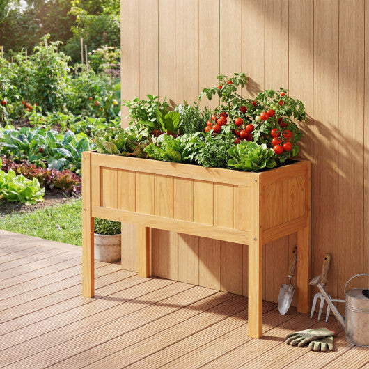 Wood Raised Garden Bed Elevated Planter Box with Bed Liner and Drainage Holes for Vegetables Flowers Herbs-Orange W2B